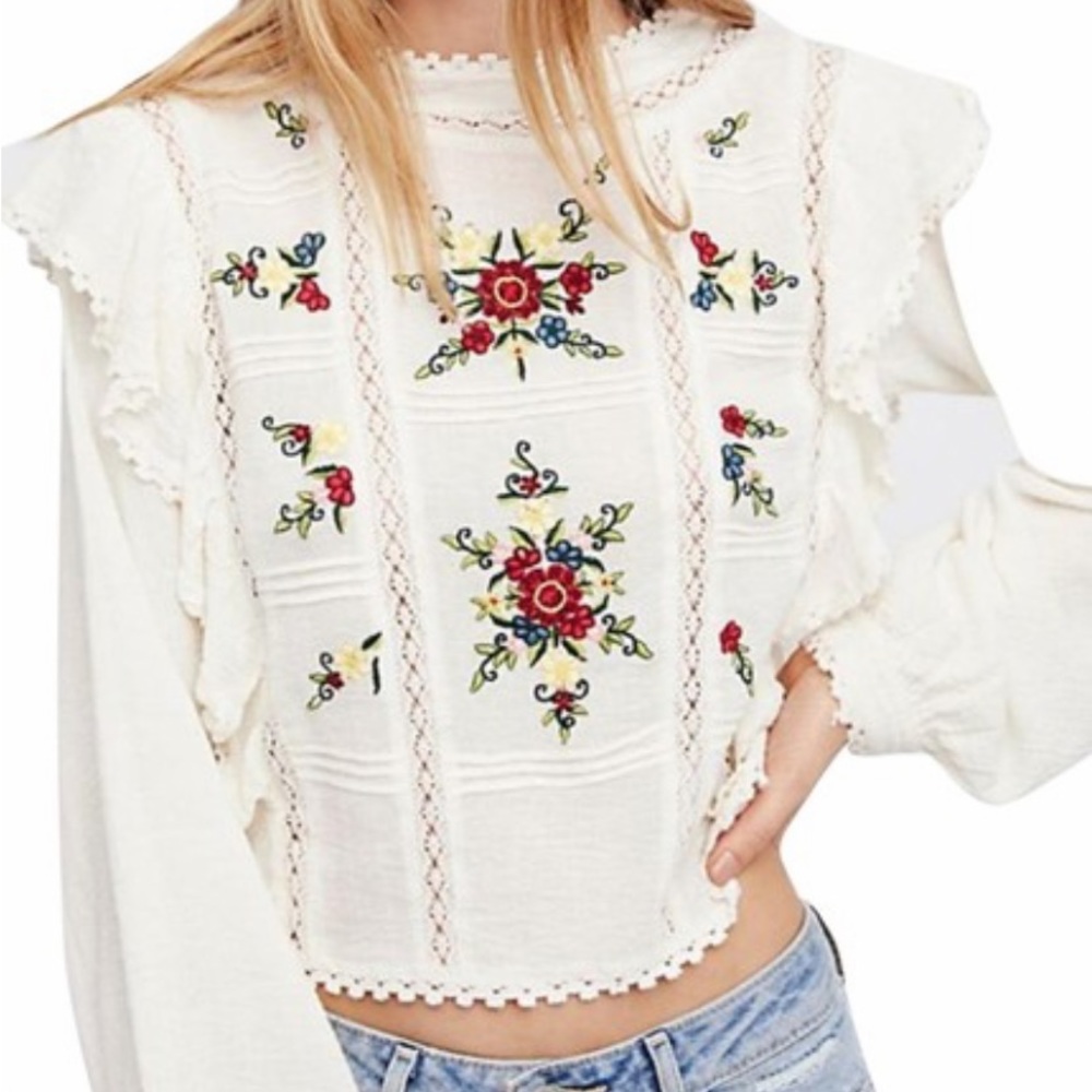 Free People crop peasant blouse S